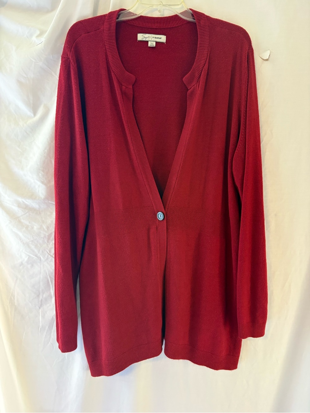 Liz Claiborne Deep Red Single-Button Open Cardigan